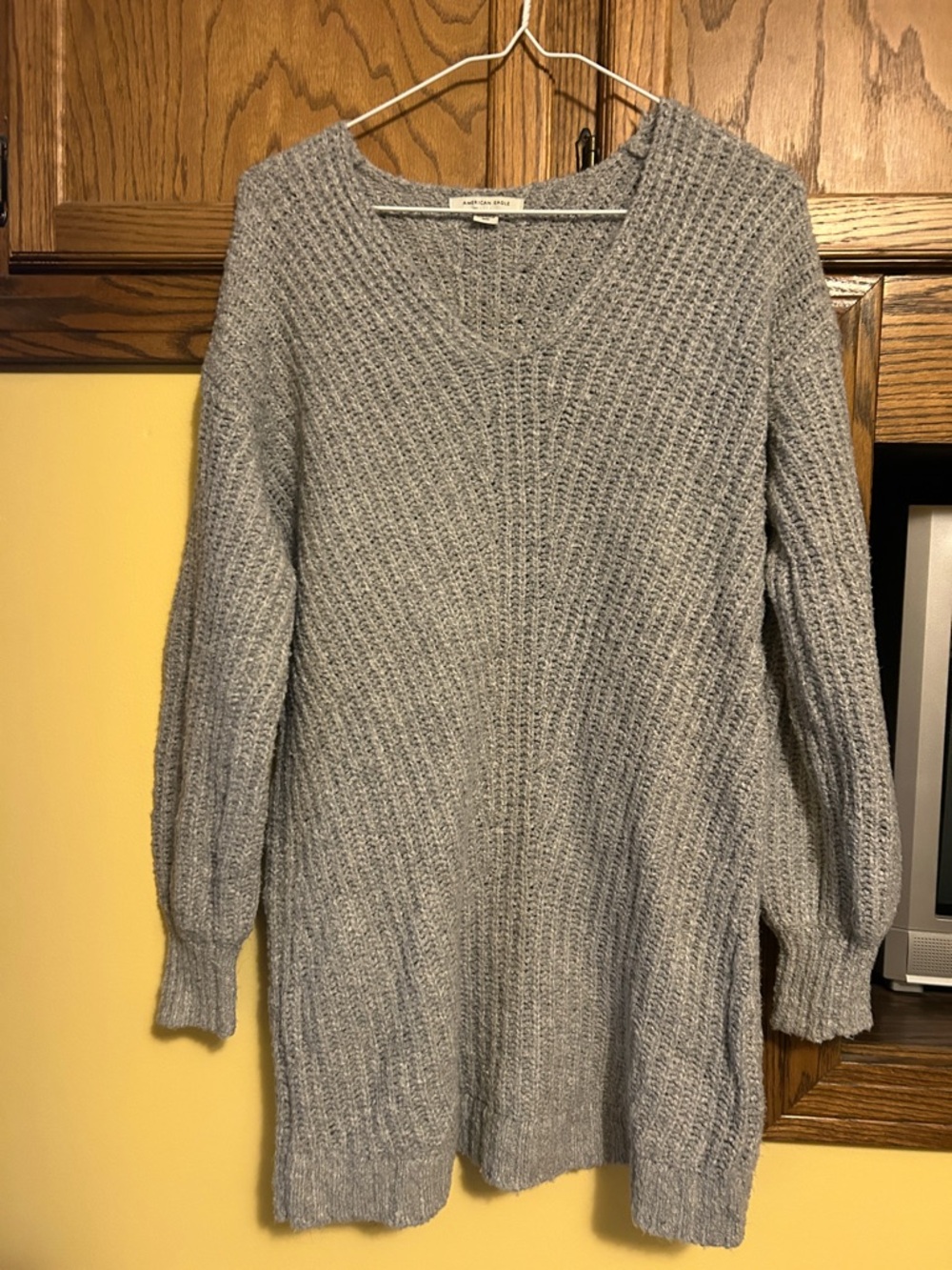 American Eagle Outfitters Light Gray V-Neck Sweater